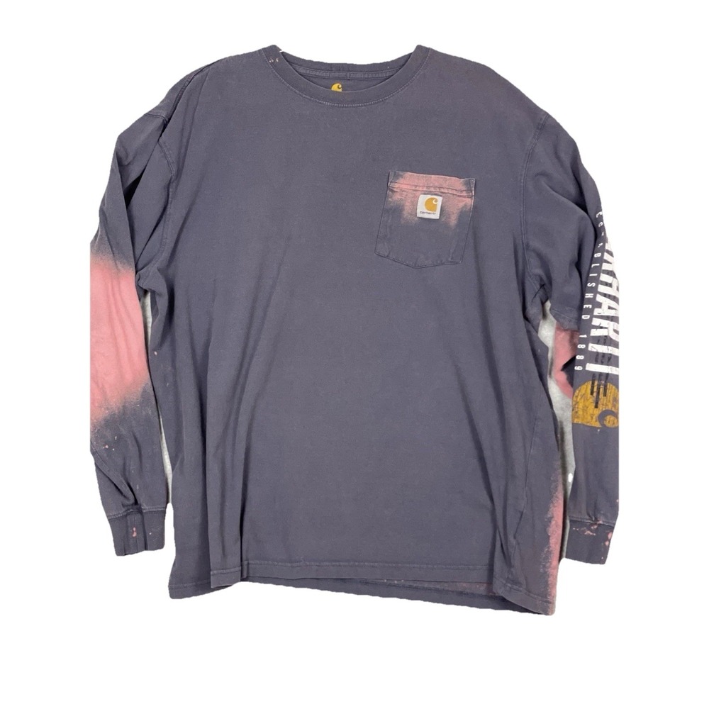 Carhartt Custom Bleached Long Sleeve T-Shirt Tie Dye Reworked Grunge Mens XL - Picture 1 of 16